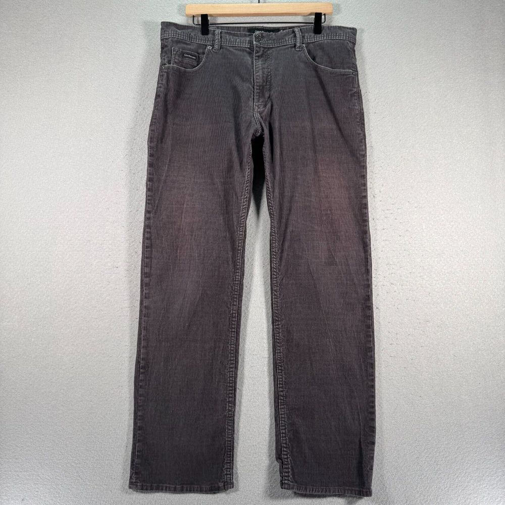 Vintage Calvin Klein Corduroy Pants Mens 36x32 Gray Y2K Straight Leg Comfort